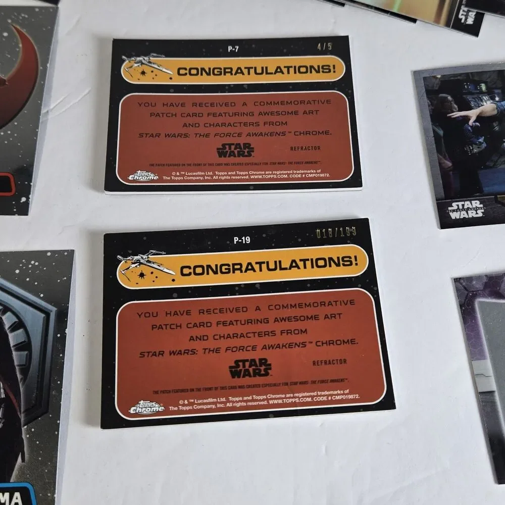 2016 Topps Star Wars Force Awakens Chrome Lot Patches Inserts Refractor